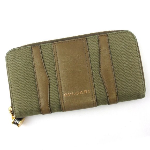 BVLGARI wallet Bee zero one canvas �~ leather Authentic used - Picture 1 of 8